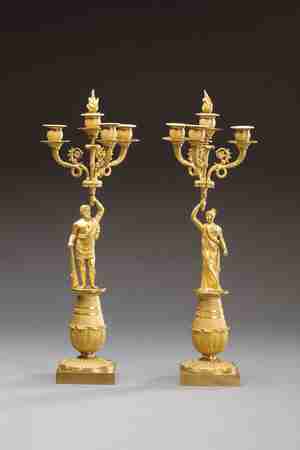 Kandelaren Empire Parijs 1810 1815 verguld brons particuliere collectie
