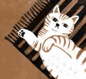 Monica Hajek Kat monoprint Kattencafé Kopjes Amsterdam