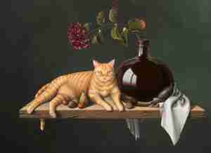 Elsbeth de Kuyper Rijken Stilleven met rode kater Kattencafé Pebbles Rotterdam