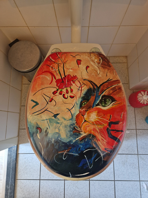 Maria Romp WC buitenkant Kattencafé Op zn kop Groningen