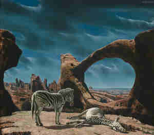 Carel Willink Zebras in rood rotslandschap 1958 Collectie Museum MORE 2000x1764