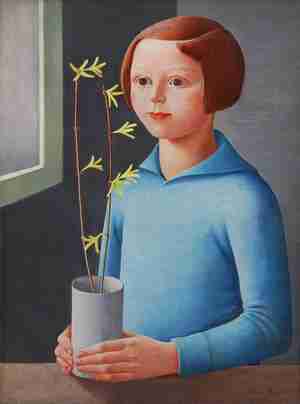 Lr Ilona Singer Weinberger Portrait of a girl with golden rain 1930 collection Jewish Museum in Prague oil on canvas 60 x 45 cm Jewish Museum in Prague