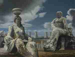 Carel Willink Landschap met kerncentrale 1982 Collectie Museum MORE Sylvia Willink Pictoright